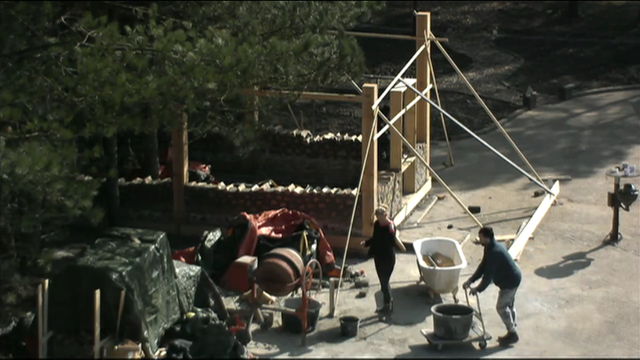 Werken aan het cordwood huis
