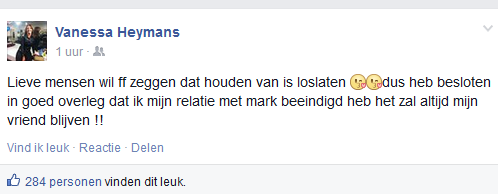 Vanessa over beindiging relatie