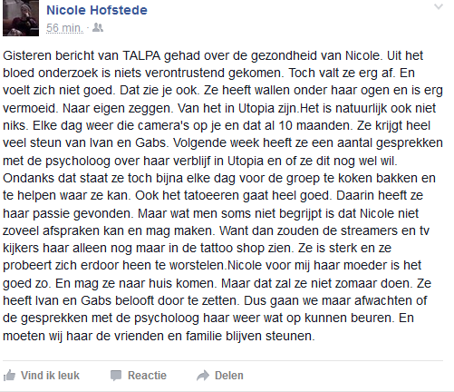 Gaat Nicole binnenkort naar huis?!